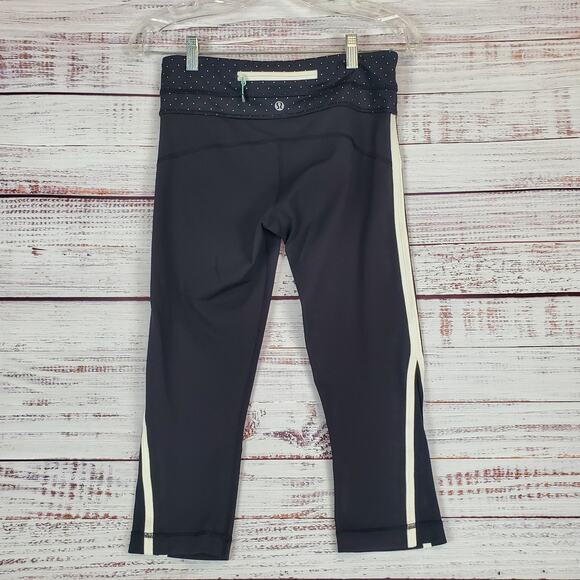 Lululemon Up The Pace Crop Leggings Black Sweet Spot Angel Wing Size 6 - Picture 3 of 11